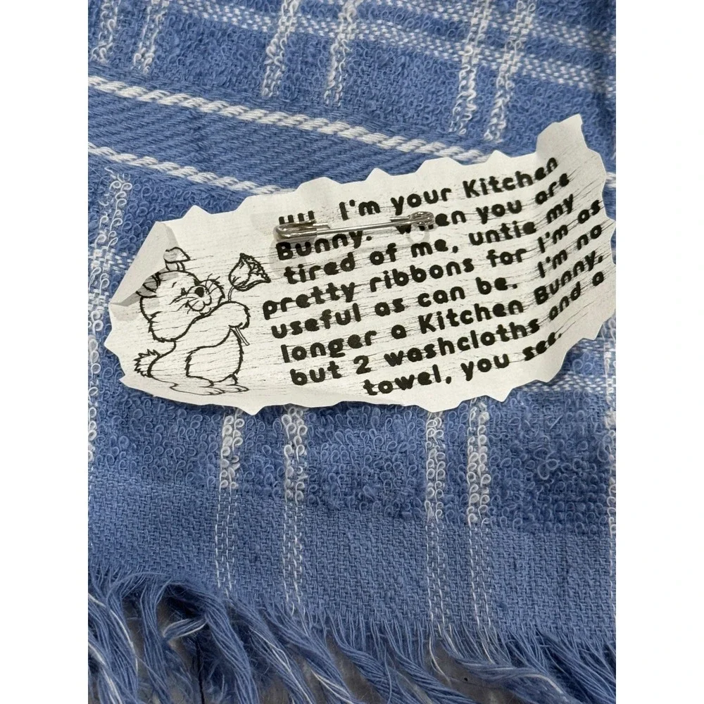 Vintage Cute Kitchen Towel Bunny Blue Plaid Bath Towel Holder Decorative‎ Gift